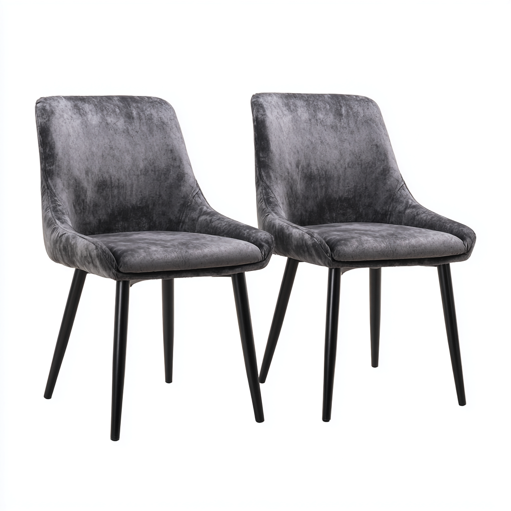 Chaise de salle à manger - velours-métal - 50x55x83 cm - gris-noir - adaptée à la salle à manger - style moderne élégant-Warmthovae