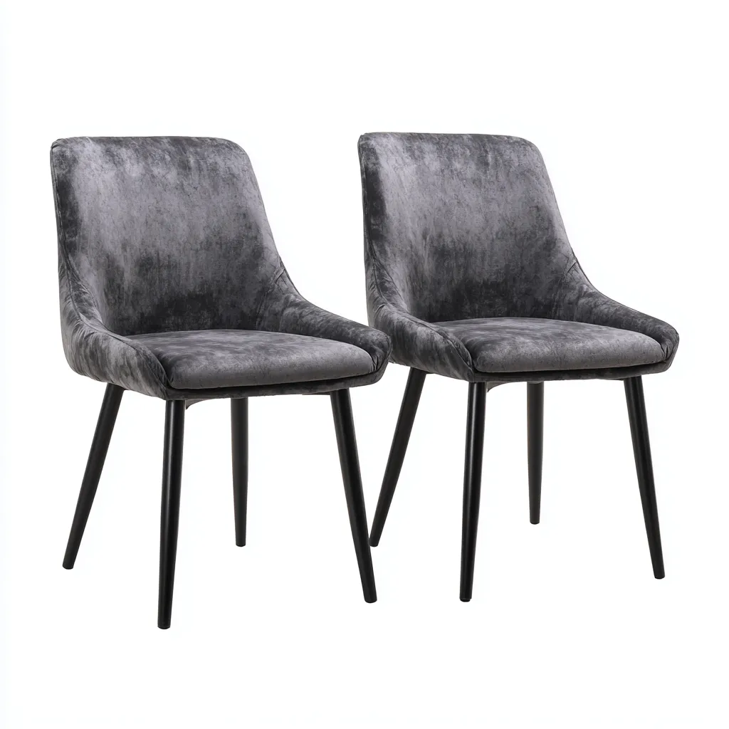 Chaise de salle à manger - velours-métal - 50x55x83 cm - gris-noir - adaptée à la salle à manger - style moderne élégant-Warmthovae