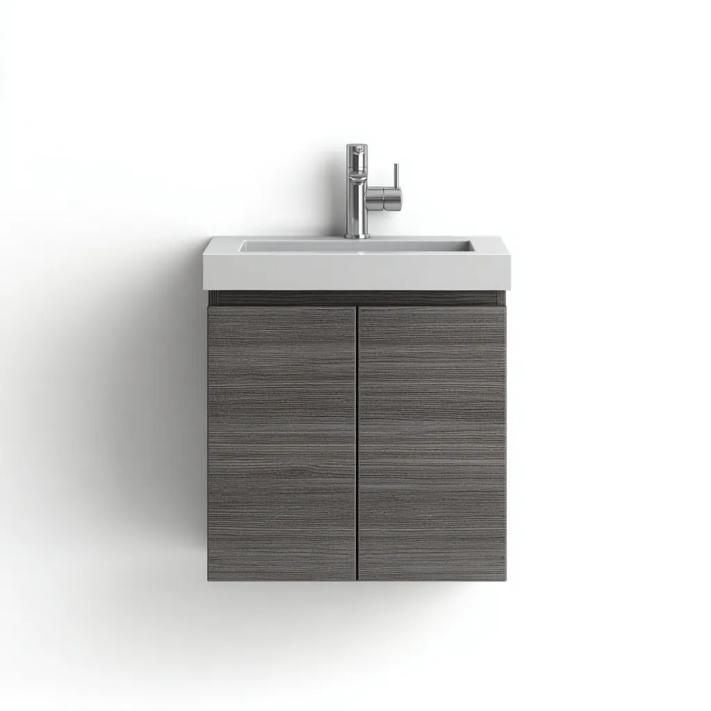 Meuble vasque suspendu en bois 60x40x50 cm - gris bois - design moderne - adapté pour salle de bain-Warmthovae