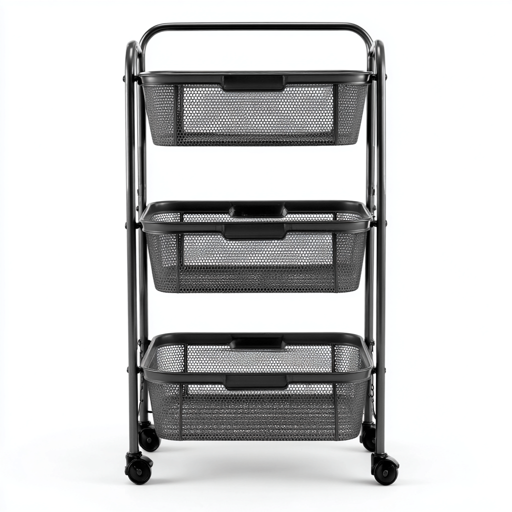 Dessertes et chariots en métal 40x30x85 cm - noir - design moderne - adaptée au rangement domestique-Warmthovae