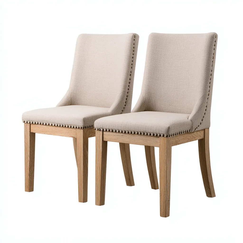 Chaise de salle à manger - tissu-bois - 48x56x90 cm - beige - adaptée à la salle à manger - design classique-Warmthovae