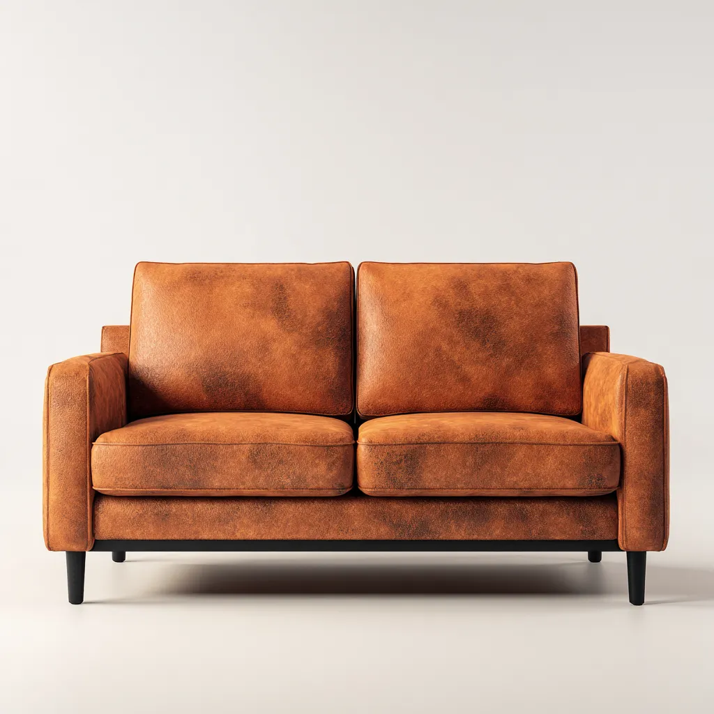 Canapé droit similicuir 160x85x90 cm - marron - design moderne - pour salon-Warmthovae