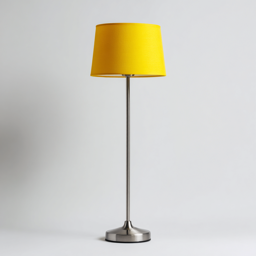 Lampadaire en métal avec abat-jour en tissu 28x28x160 cm - jaune-argent - design moderne - idéal pour salon-chambre-Warmthovae