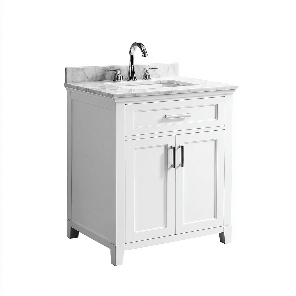 Meuble vasque en bois 60x45x85 cm - blanc - design classique - adapté pour salle de bain-Warmthovae