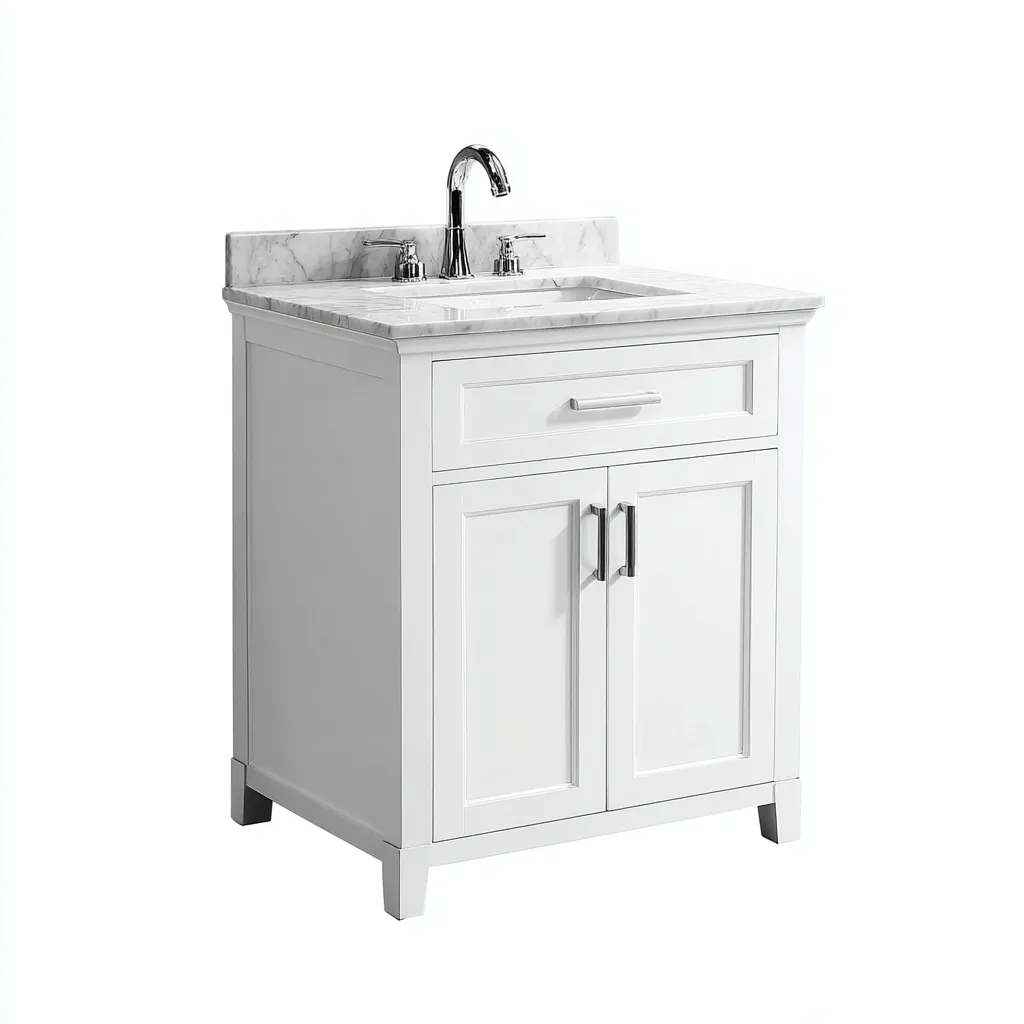 Meuble vasque en bois 60x45x85 cm - blanc - design classique - adapté pour salle de bain-Warmthovae