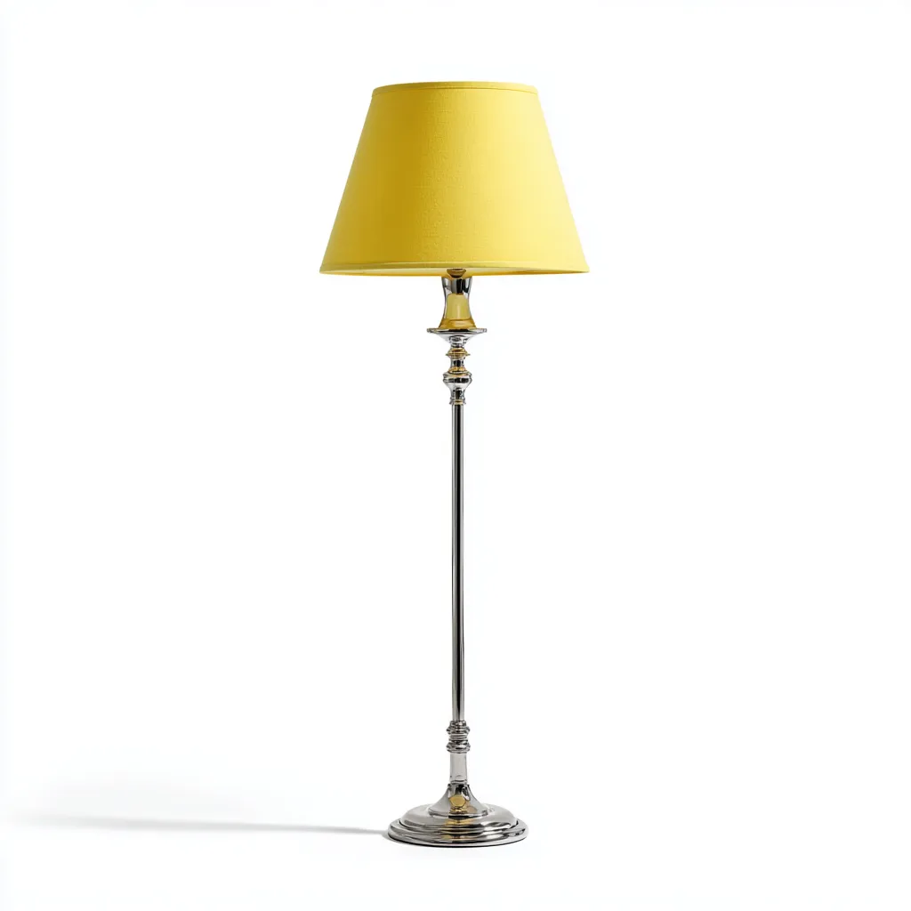 Lampadaire en métal avec abat-jour en tissu 30x30x165 cm - jaune-argent - style classique - idéal pour salon-chambre-Warmthovae