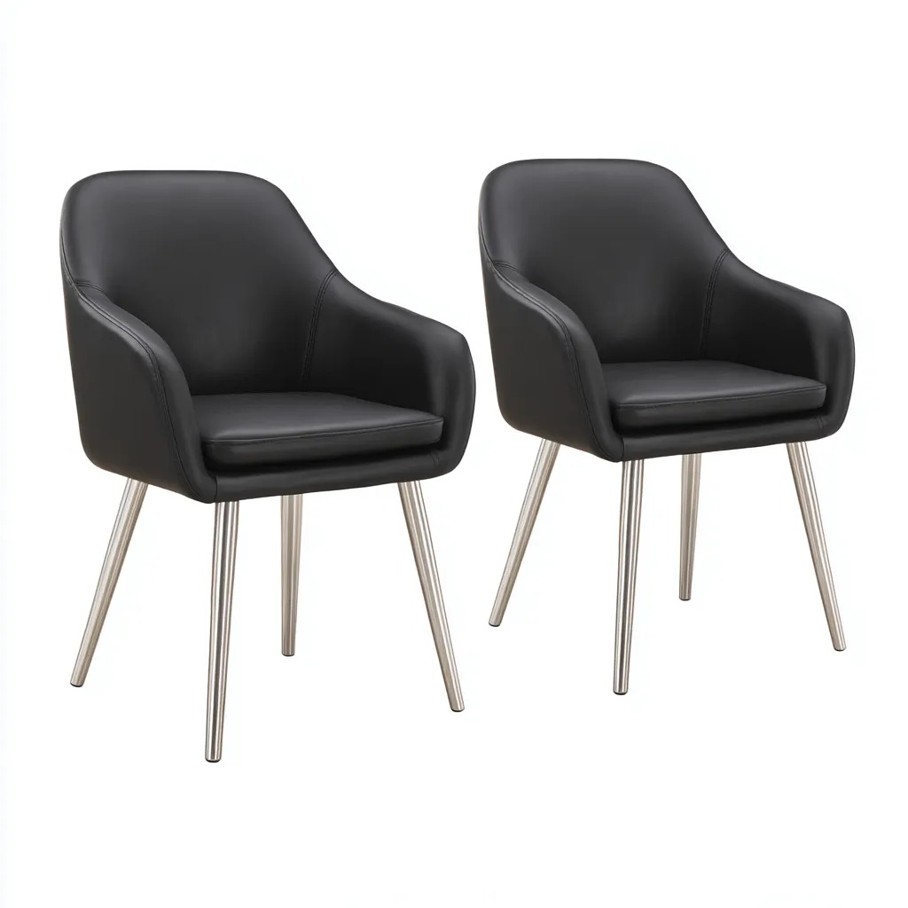 Chaise de salle à manger - similicuir-métal - 50x55x86 cm - noir - adaptée à la salle à manger - design moderne-Warmthovae