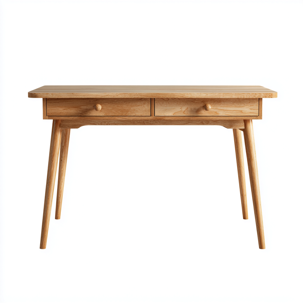 Bureau en bois massif 110x50x75 cm - bois clair - pour espace de travail - style nordique-Warmthovae