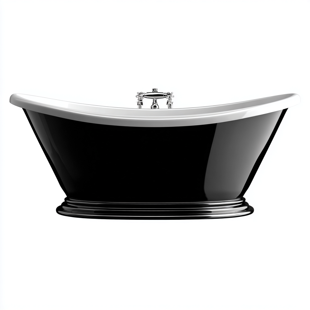 Baignoire autoportante acrylique 175x85x62 cm - noir-blanc - style classique - adaptée à la salle de bain-Warmthovae