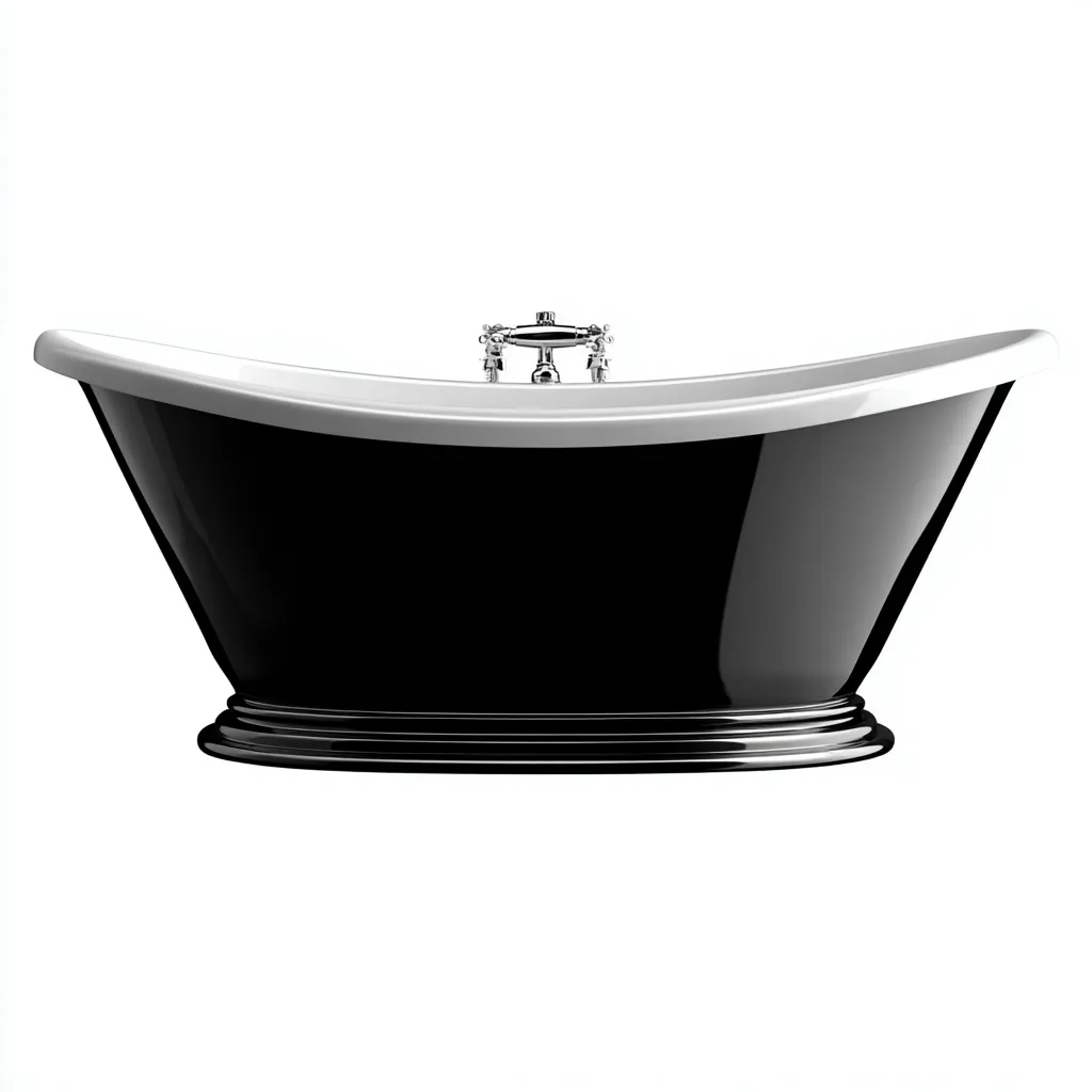 Baignoire autoportante acrylique 175x85x62 cm - noir-blanc - style classique - adaptée à la salle de bain-Warmthovae