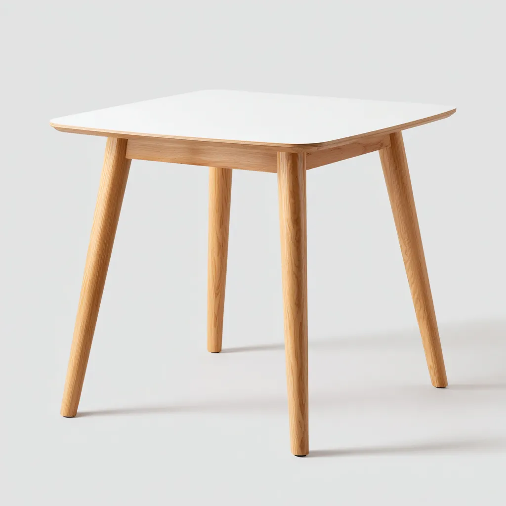 Table à manger carrée en bois 75x75x74 cm - blanc-bois naturel - style scandinave - adaptée pour salle à manger-Warmthovae