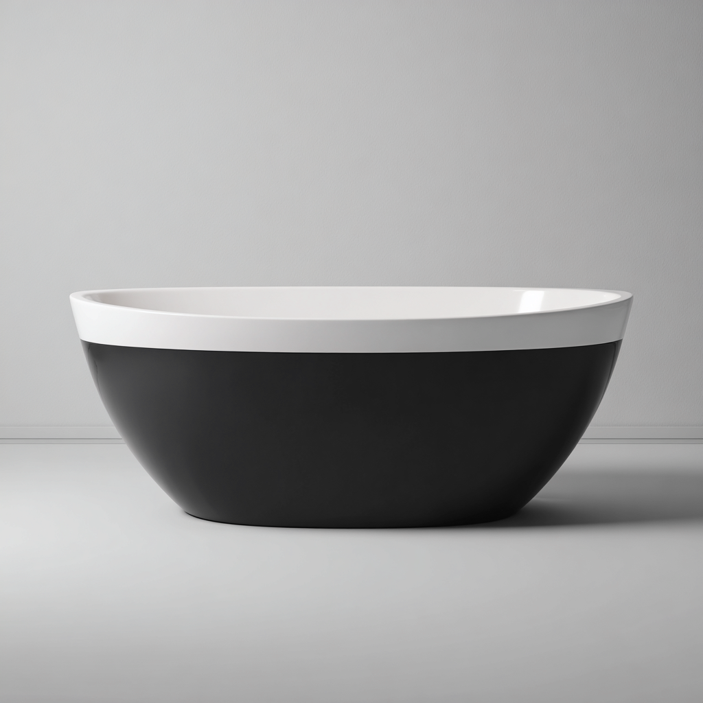 Baignoire acrylique - 165x75x60 cm - noir-blanc - design moderne - adaptée à la salle de bain-Warmthovae