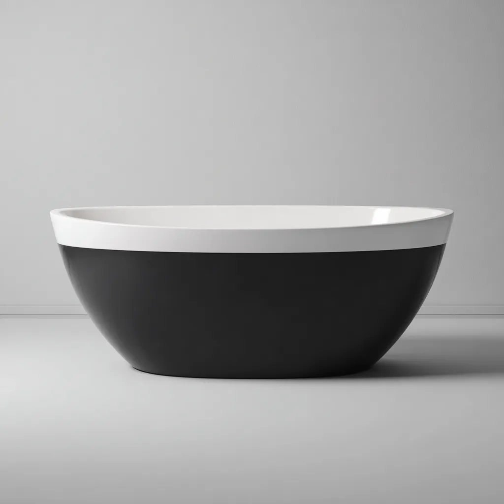 Baignoire acrylique - 165x75x60 cm - noir-blanc - design moderne - adaptée à la salle de bain-Warmthovae