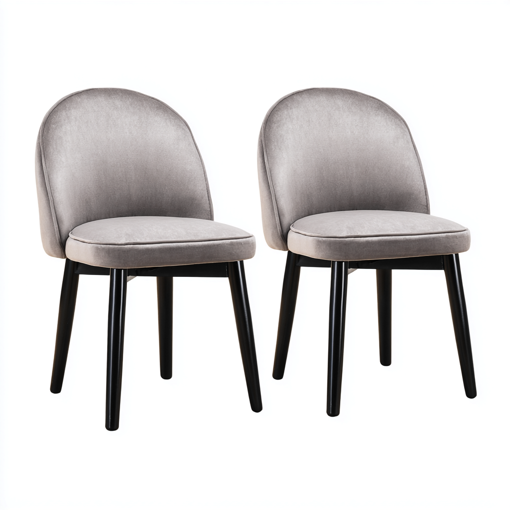 Chaise de salle à manger - velours-métal - 50x55x82 cm - gris-noir - adaptée à la salle à manger - style moderne-Warmthovae