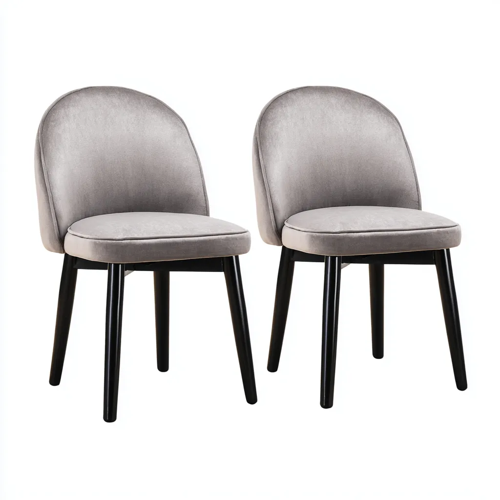 Chaise de salle à manger - velours-métal - 50x55x82 cm - gris-noir - adaptée à la salle à manger - style moderne-Warmthovae