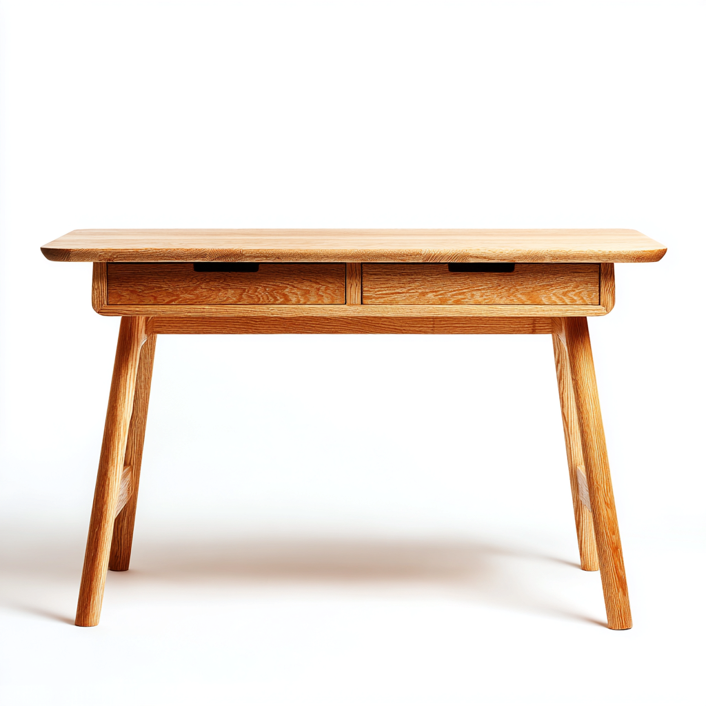 Bureau en bois massif 115x55x75 cm - bois clair - pour espace de travail - style nordique-Warmthovae