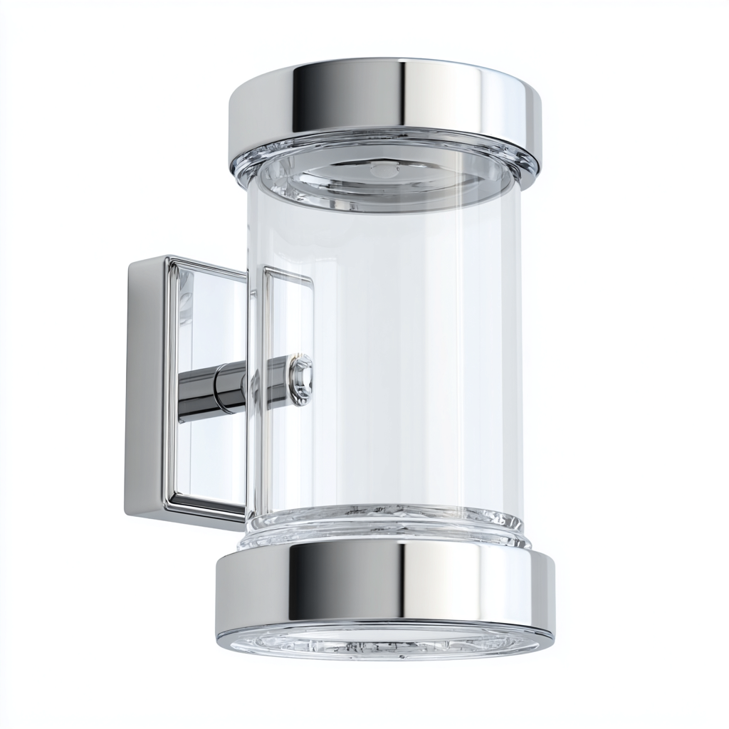 Applique murale métal-verre 14x12x24 cm - argent-translucide - style moderne éclairage mural-Warmthovae