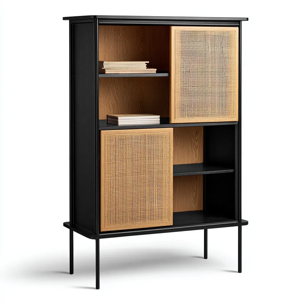 Bibliothèque en métal et bois 90x35x160 cm - noir-naturel - rangement salon-bureau - style moderne-Warmthovae
