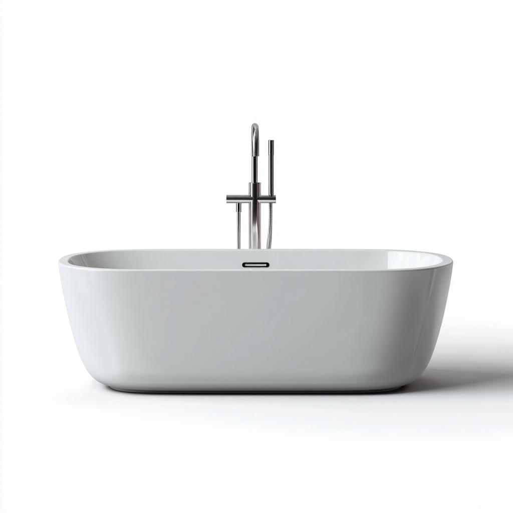 Baignoire autoportante acrylique 165x78x60 cm - blanc - design moderne - adaptée à la salle de bain-Warmthovae