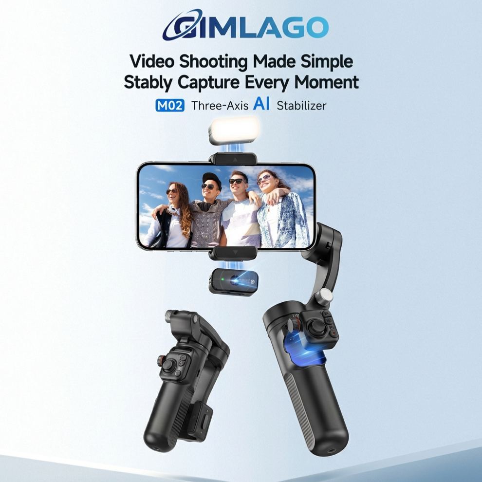 Gimlago 3-Axis Smartphone Gimbal Stabilizer with Auto-Follow