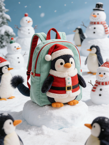 Creative Christmas Penguin Splicing Shoulder Mini Cute Backpack