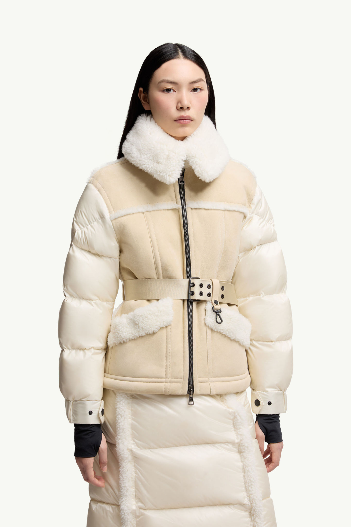 Alvernia Belted Shearling Down Jacket