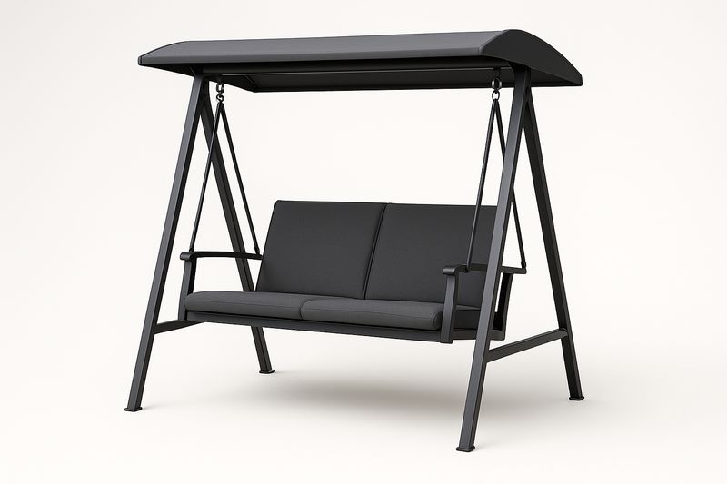 Panchina a Dondolo da Giardino in Acciaio e Poliestere Grigio