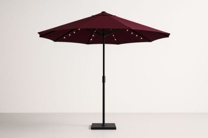 Ombrellone da Esterno con LED Tondo Poliestere Bordeaux Ø300 cm