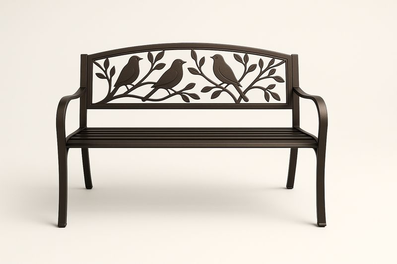 Panchina da Giardino in Ghisa con Motivo di Uccelli