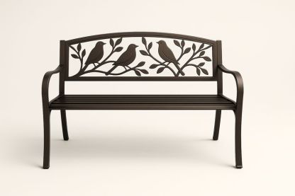 Panchina da Giardino in Ghisa con Motivo di Uccelli