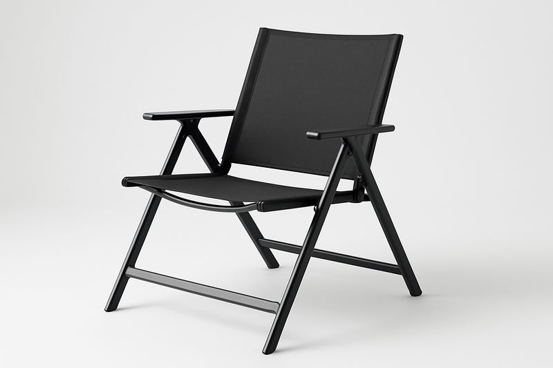 Sedia pieghevole in alluminio e poliestere nero