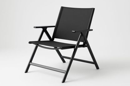 Sedia pieghevole in alluminio e poliestere nero