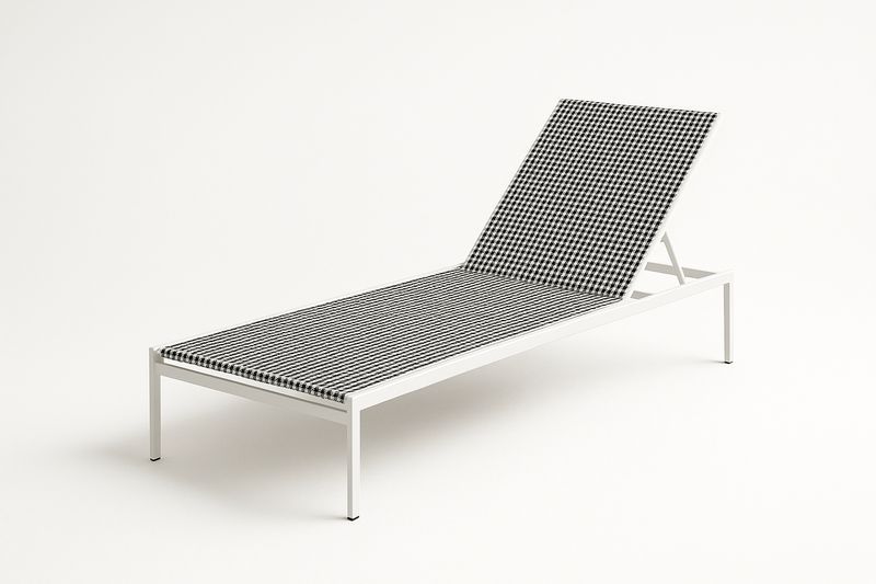 Sdraio da Giardino in Alluminio con Rivestimento a Quadretti Bianco/Nero