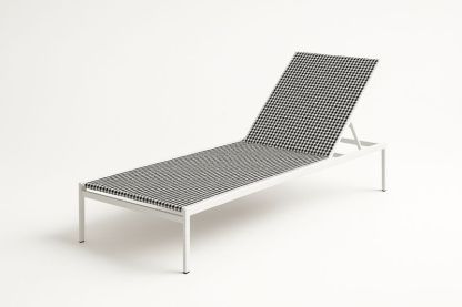 Sdraio da Giardino in Alluminio con Rivestimento a Quadretti Bianco/Nero