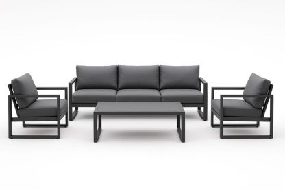 Set Divano da Giardino in Alluminio con Cuscini Grigi