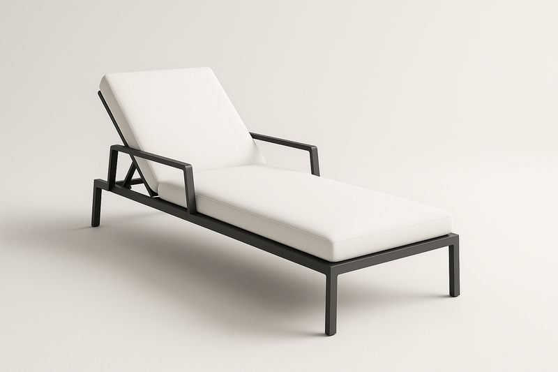 Lettino Prendisole in Metallo con Cuscino Bianco