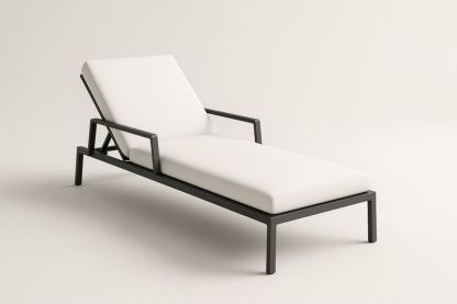 Lettino Prendisole in Metallo con Cuscino Bianco