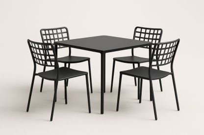 Set tavolo e sedie in metallo nero da esterno
