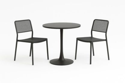 Set tavolo rotondo e sedie in alluminio nero