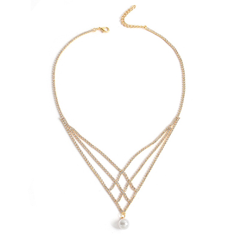 Rhinestone Akoya Pearl Necklace