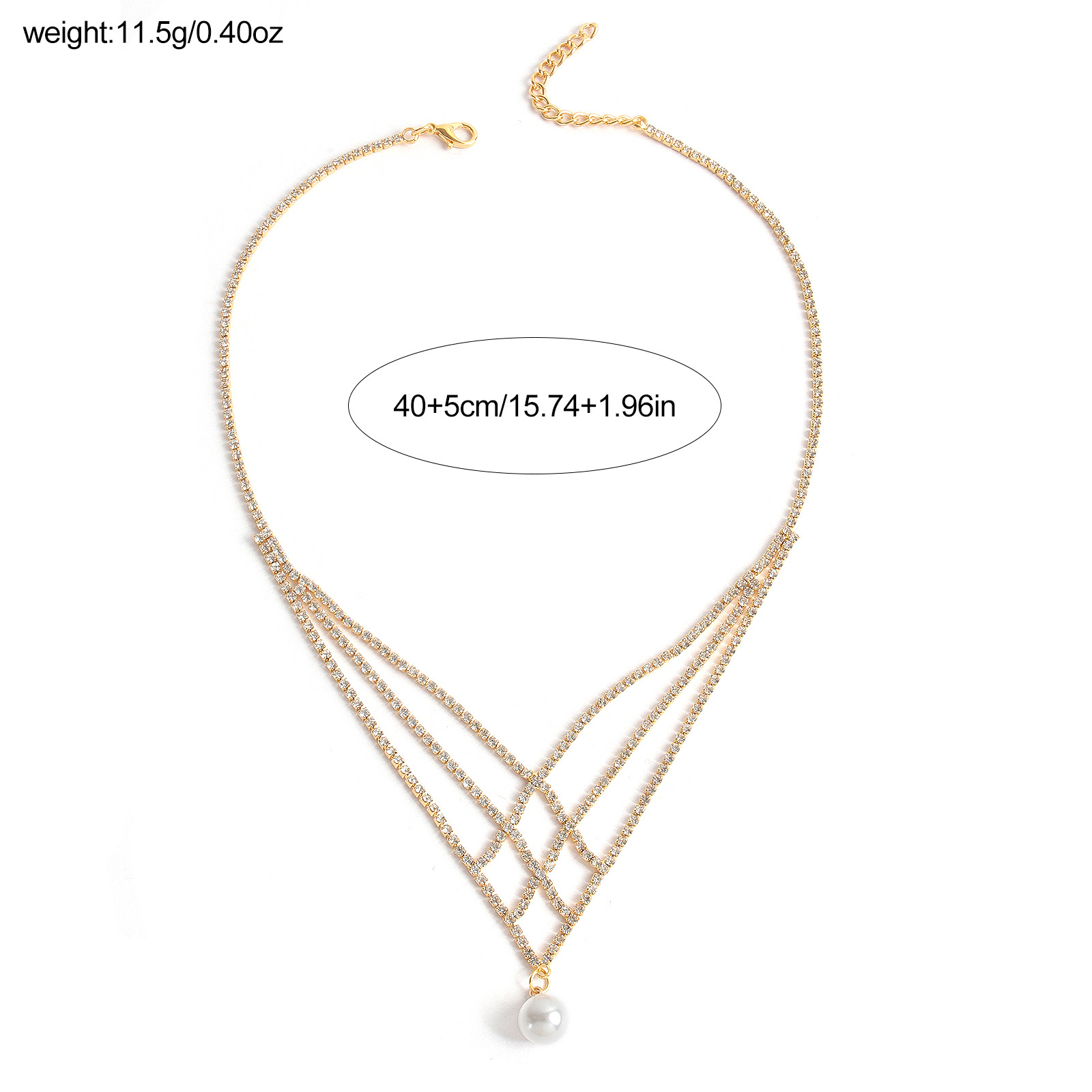 Rhinestone Akoya Pearl Necklace