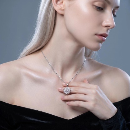 🌻 Moissanite Rotating Sunflower Jewelry Set