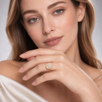🌻 Moissanite Rotating Sunflower Jewelry Set