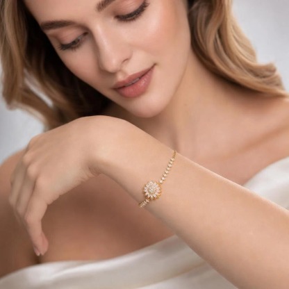 🌻 Moissanite Rotating Sunflower Jewelry Set