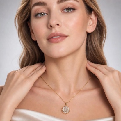 🌻 Moissanite Rotating Sunflower Jewelry Set