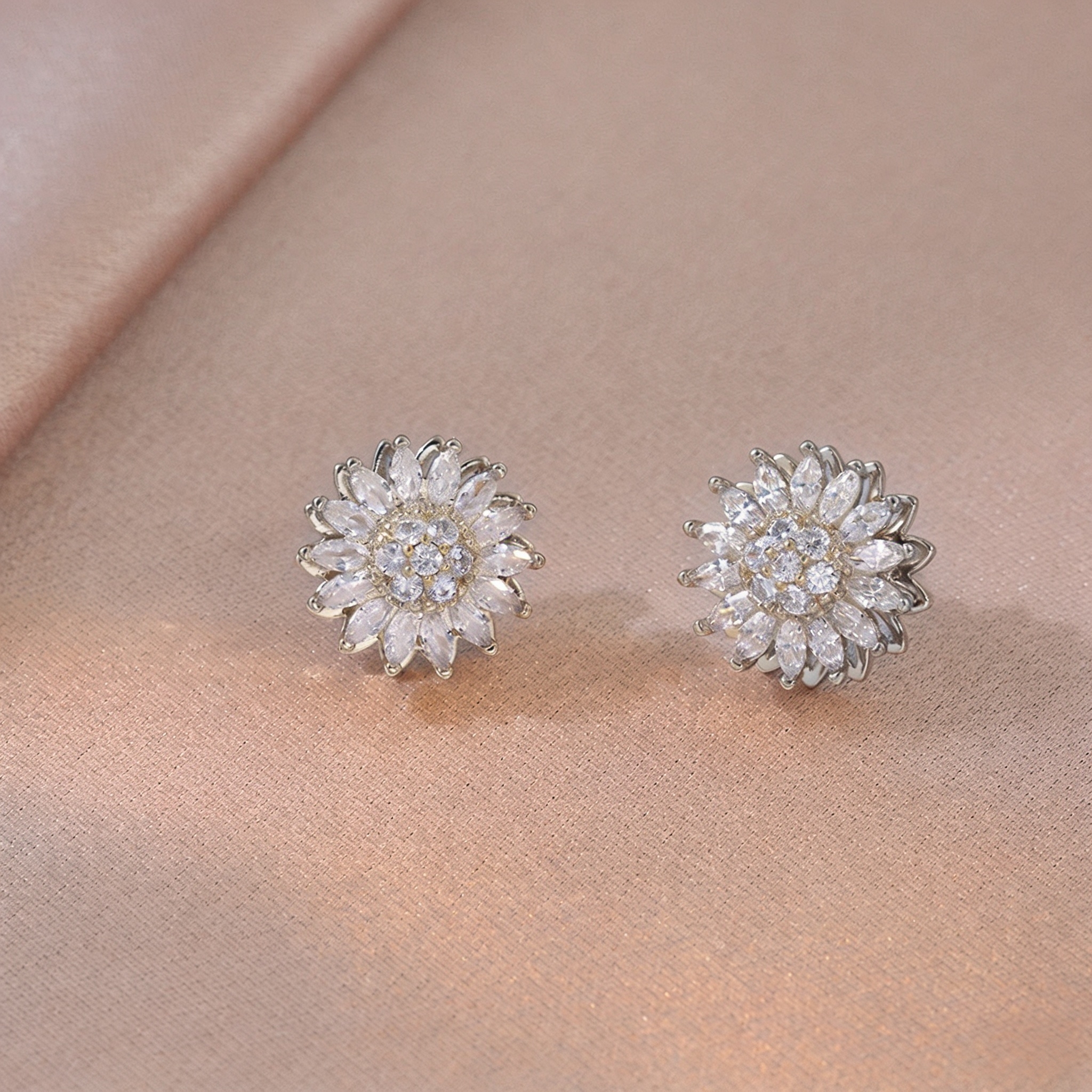 🌻 Moissanite Rotating Sunflower Jewelry Set
