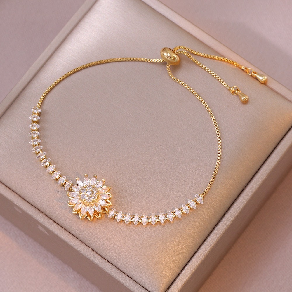 🌻 Moissanite Rotating Sunflower Jewelry Set