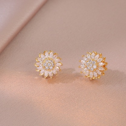 🌻 Moissanite Rotating Sunflower Jewelry Set