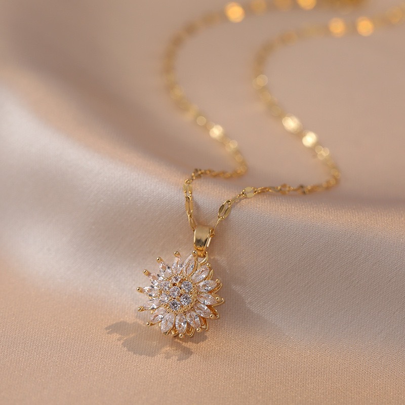 🌻 Moissanite Rotating Sunflower Jewelry Set