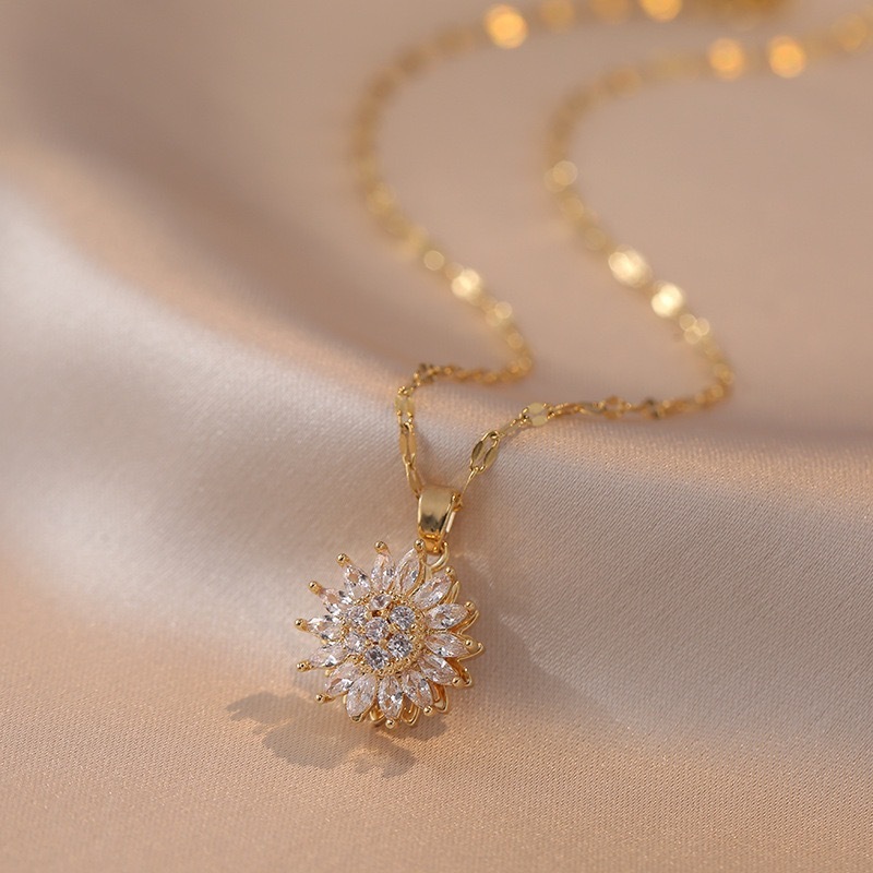 🌻 Moissanite Rotating Sunflower Jewelry Set